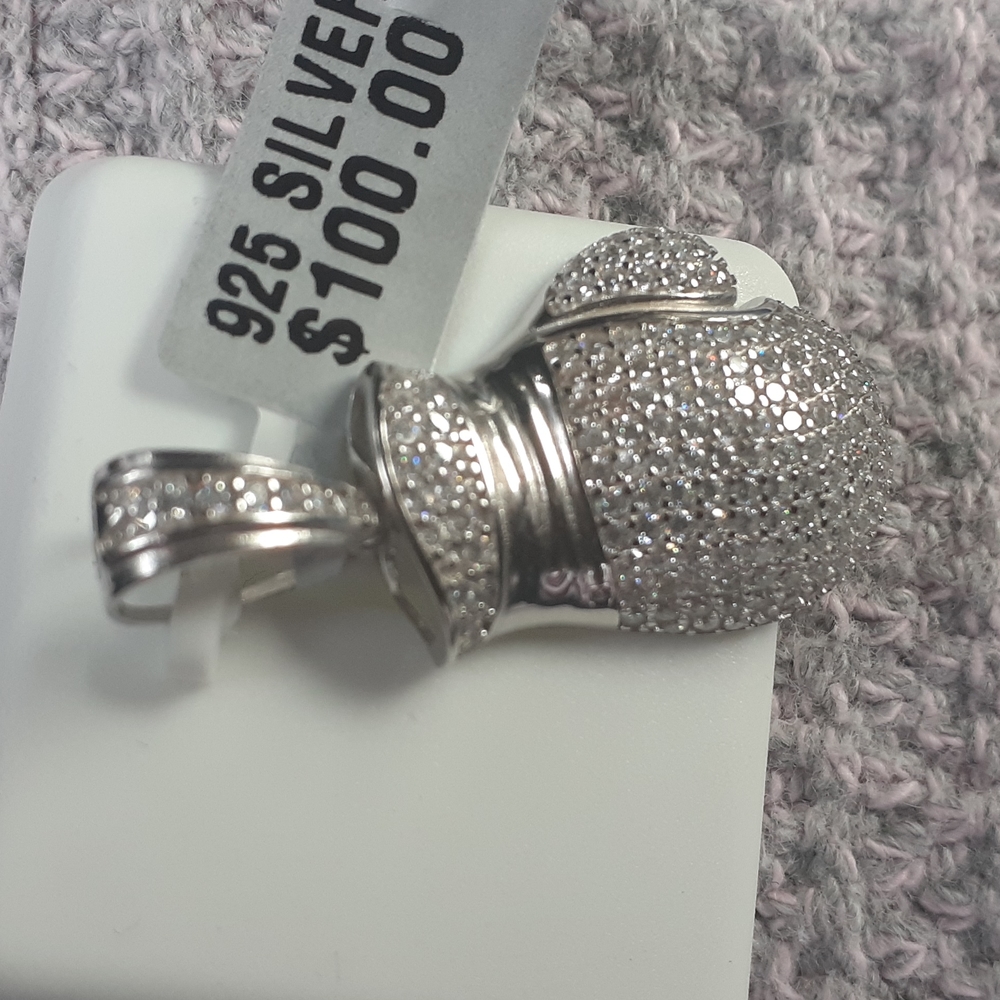 Boxing Glove Pendant 925 Sterling Silver Cubic Zirconia